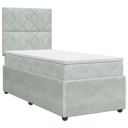Letto box spring con materasso Grigio Chiaro Singolo Velluto | homemem39