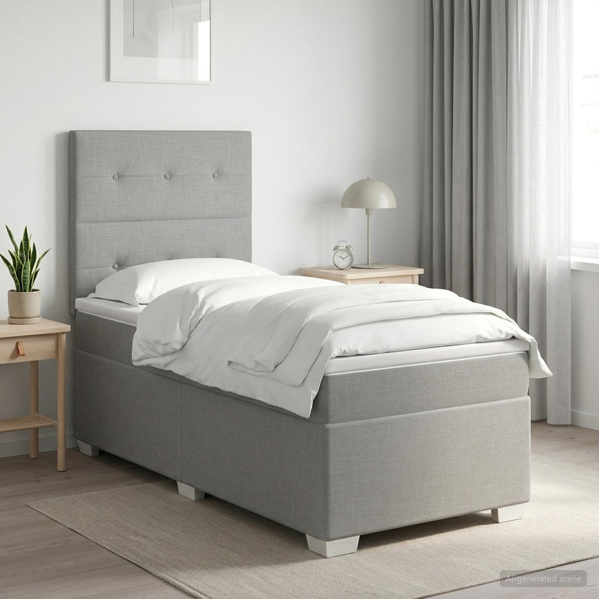 Letto box spring con materasso Grigio Chiaro 90 x 200 cm