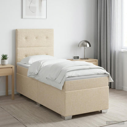 Letto box spring con materasso Crema 100 x 200 cm Tessuto