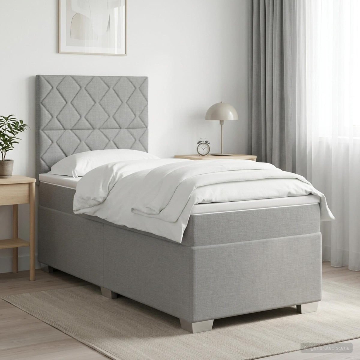 Letto box spring con materasso Grigio Chiaro 90 x 200 cm | homemem39