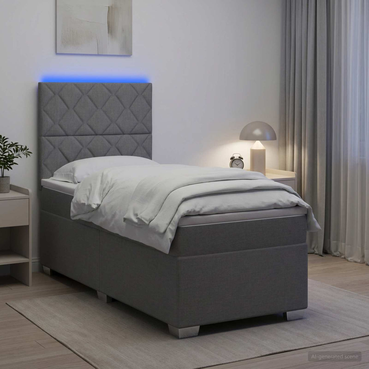 Letto box spring con materasso Grigio Chiaro 90 x 200 cm | homemem39