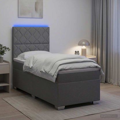 Letto box spring con materasso Grigio Chiaro 90 x 200 cm | homemem39