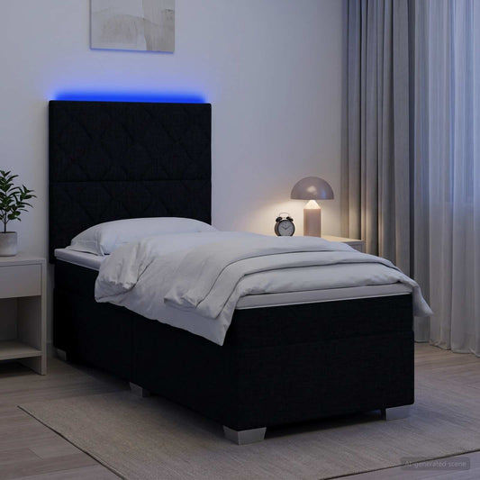 Letto box spring con materasso Nero 90 x 190 cm Tessuto | homemem39