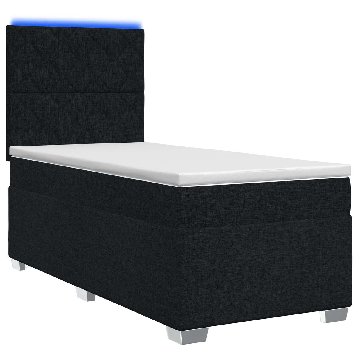 Letto box spring con materasso Nero 90 x 190 cm Tessuto | homemem39