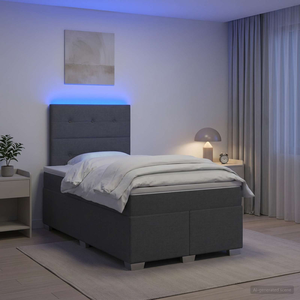 Letto box spring con materasso Grigio Scuro 120 x 190 cm | homemem39