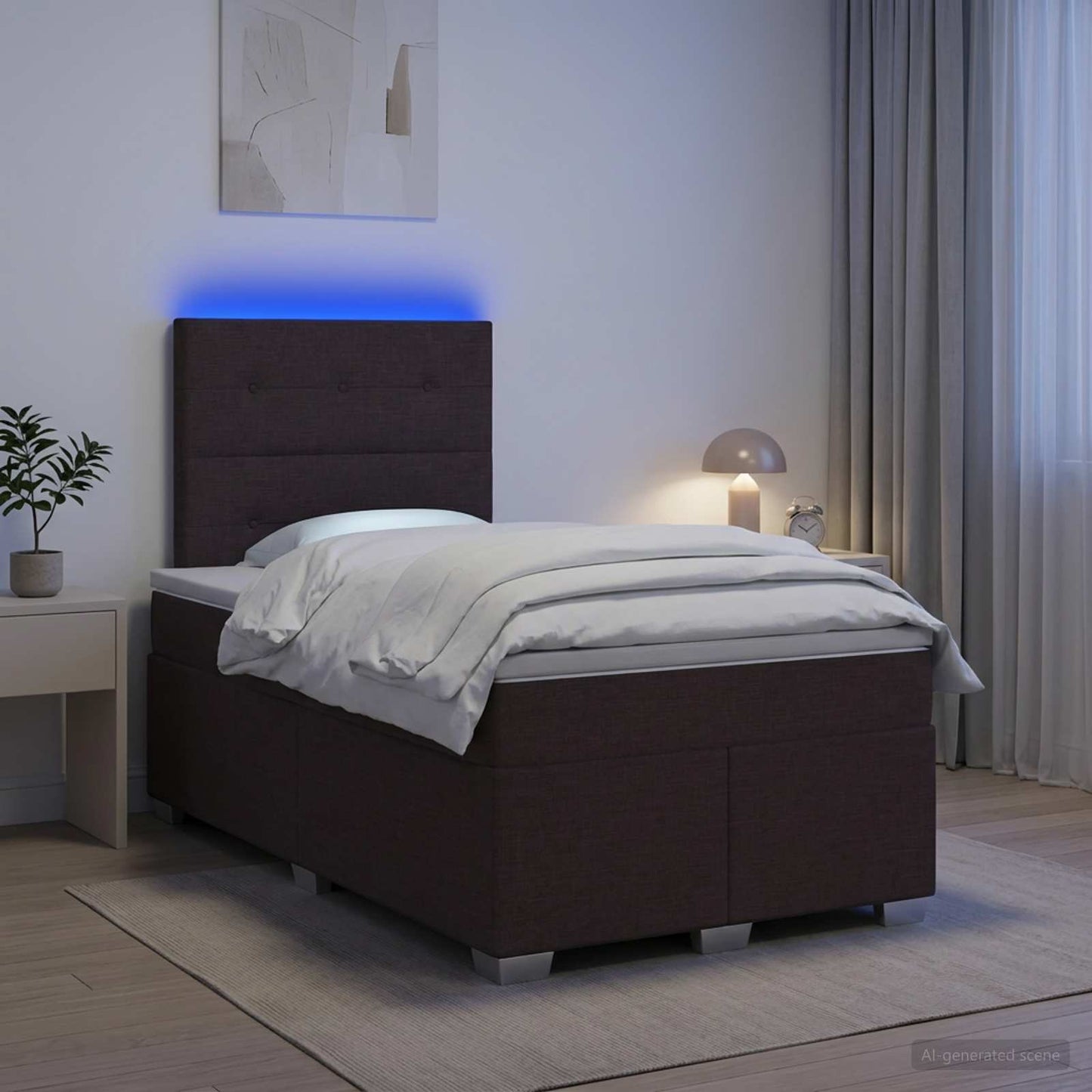 Letto box spring con materasso Marrone Scuro 120 x 200 cm