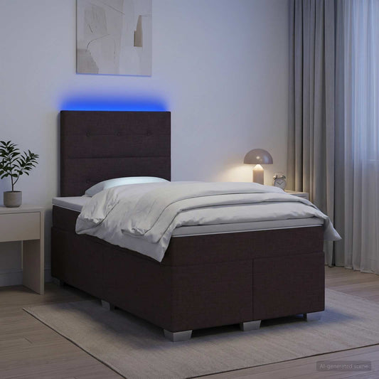 Letto box spring con materasso Marrone Scuro 120 x 200 cm