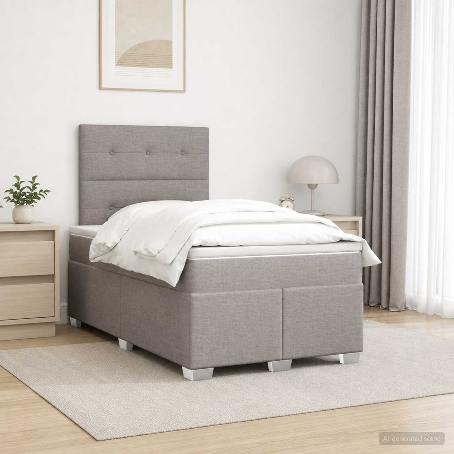 Letto box spring con materasso Tortora 120 x 190 cm Tessuto | homemem39
