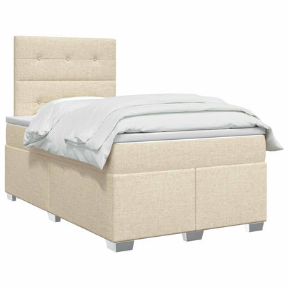 Letto box spring con materasso Crema 120 x 200 cm Tessuto - homemem39