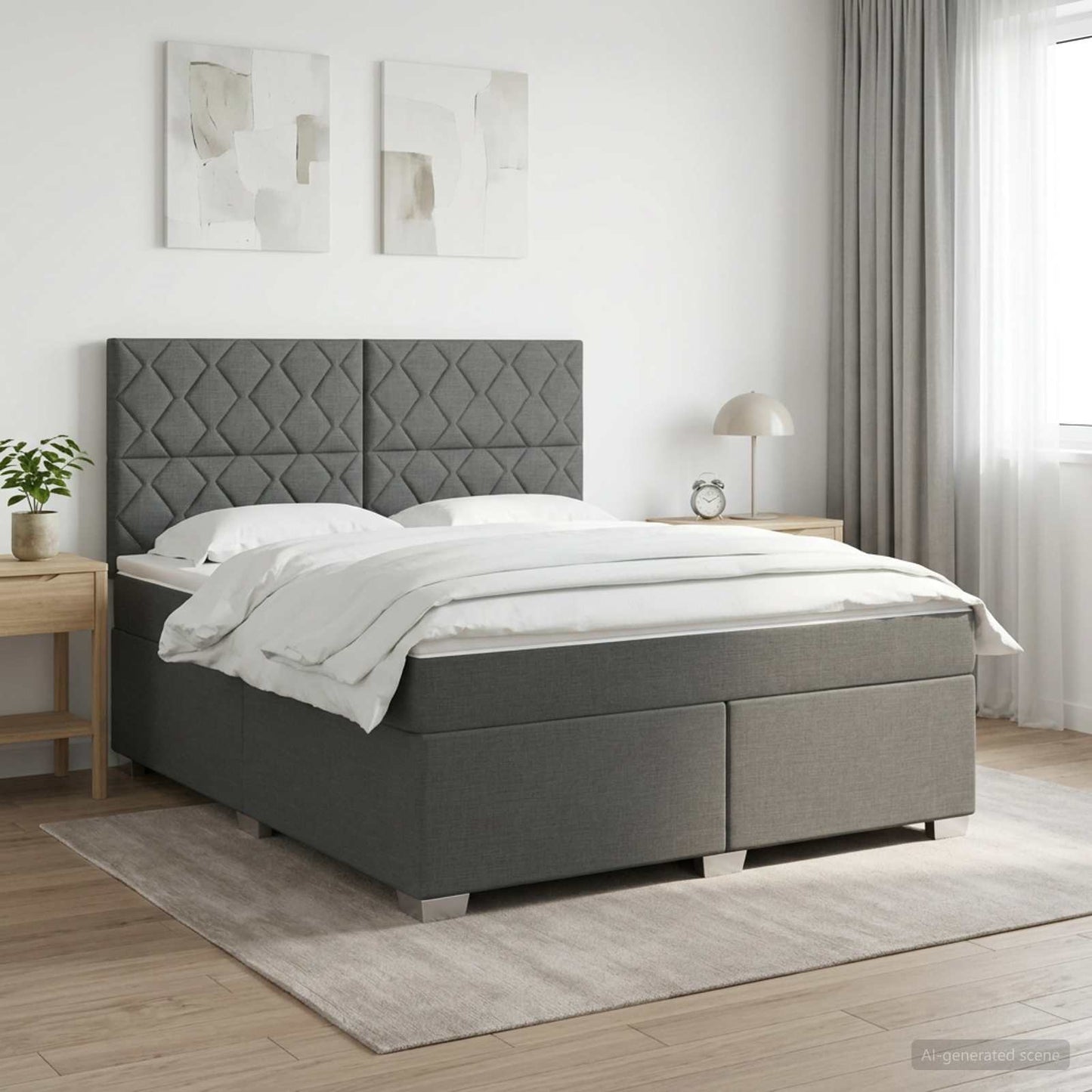 Letto box spring con materasso Grigio Scuro 140 x 200 cm | homemem39