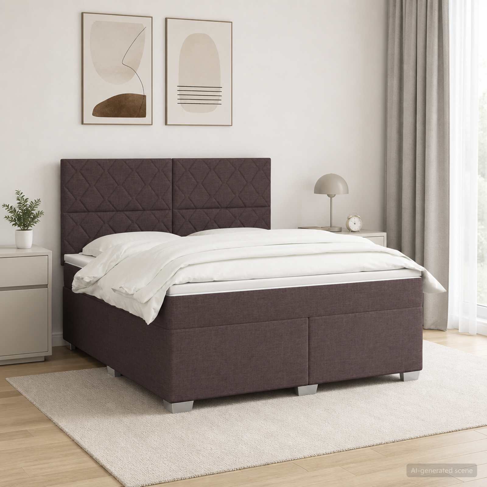 Letto box spring con materasso Marrone Scuro 140 x 200 cm | homemem39