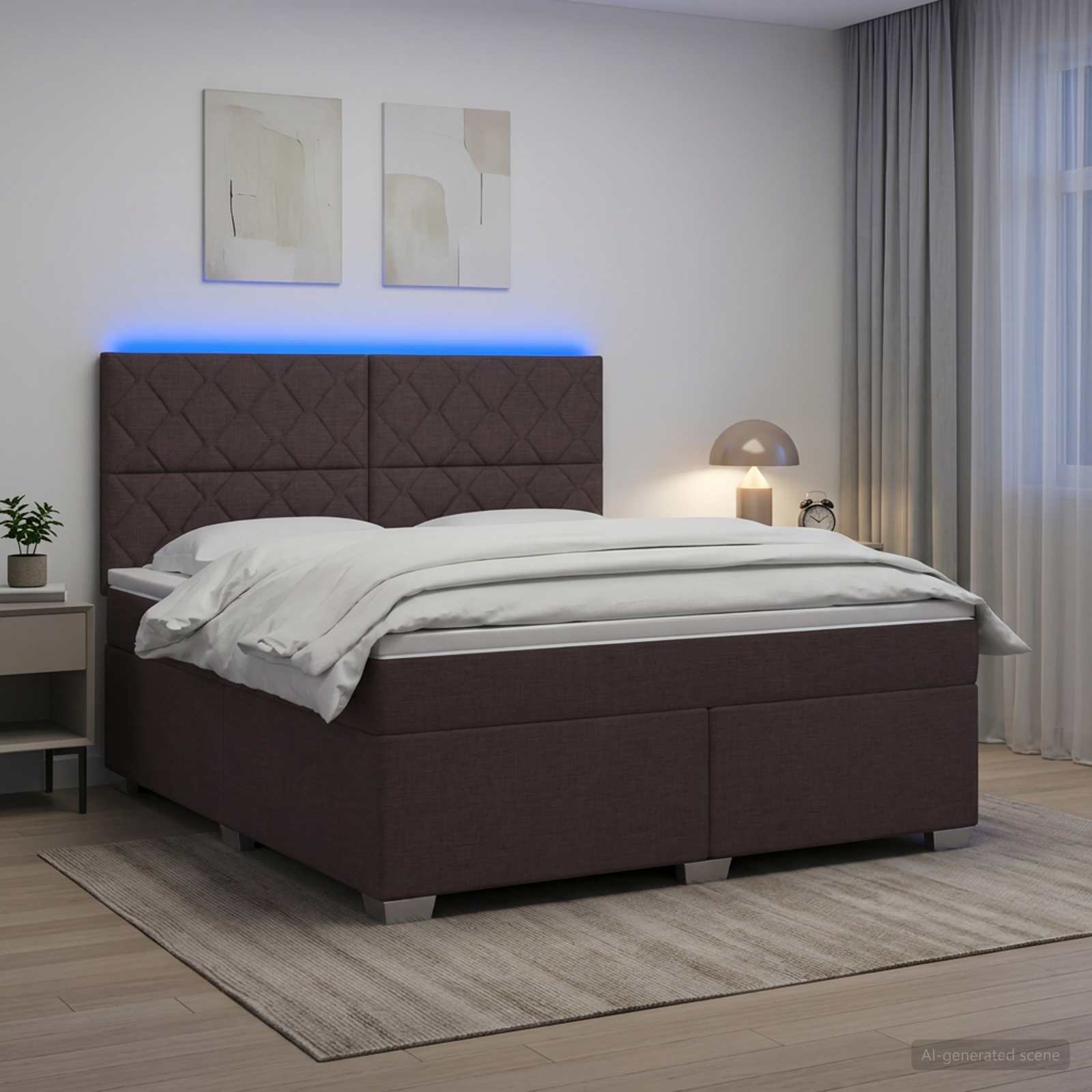 Letto box spring con materasso Marrone Scuro 140 x 190 cm | homemem39