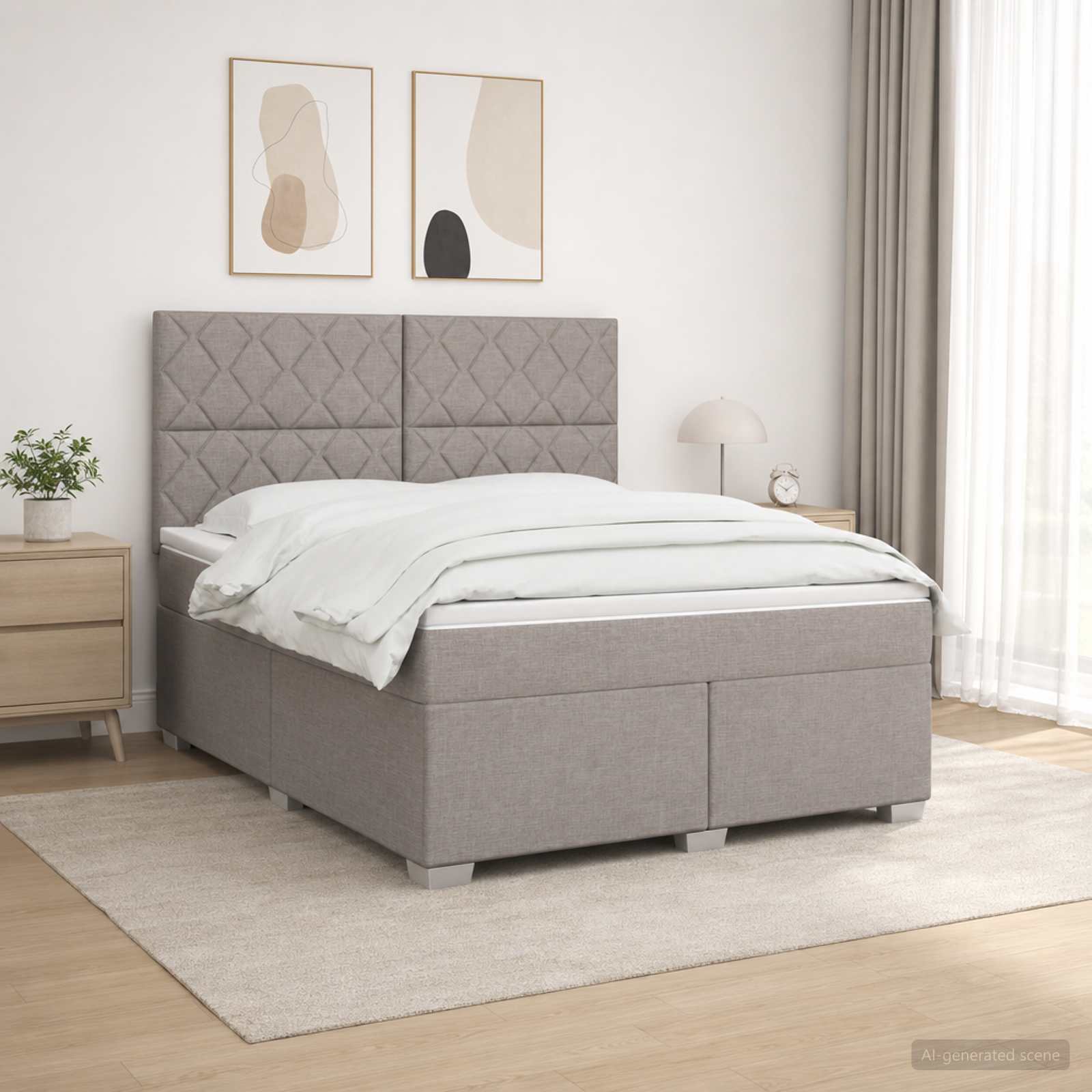 Letto box spring con materasso Tortora 140 x 200 cm Tessuto | homemem39