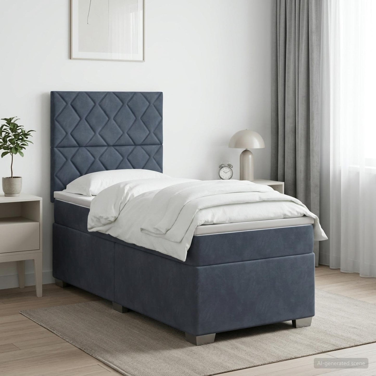 Letto box spring con materasso Grigio Scuro 100 x 200 cm | homemem39