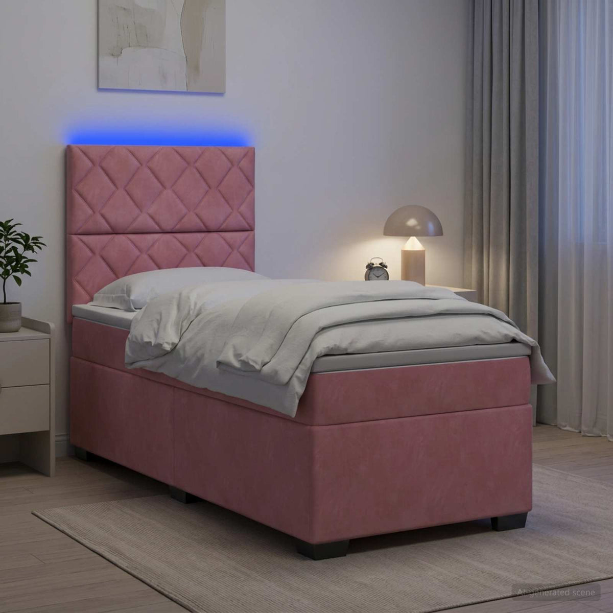 Letto box spring con materasso Rosa 80 x 200 cm Velluto | homemem39