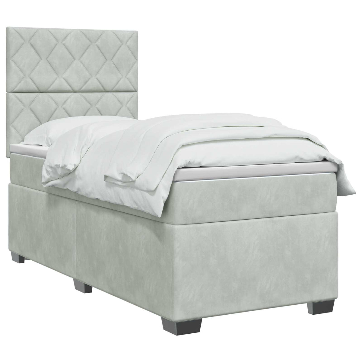 Letto box spring con materasso Grigio Chiaro 90 x 190 cm | homemem39