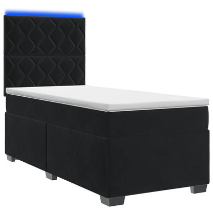 Letto box spring con materasso Nero 90 x 190 cm Velluto | homemem39