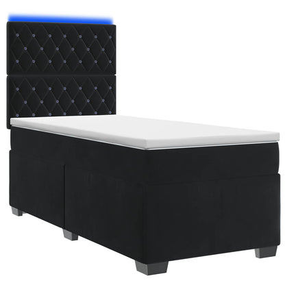 Letto box spring con materasso Nero 90 x 200 cm Velluto | homemem39