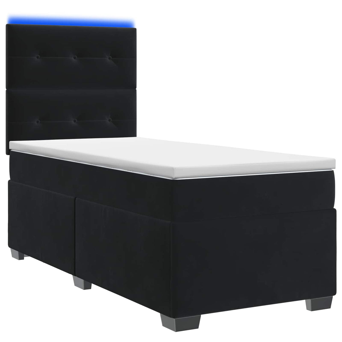 Letto box spring con materasso Nero 90 x 200 cm Velluto | homemem39
