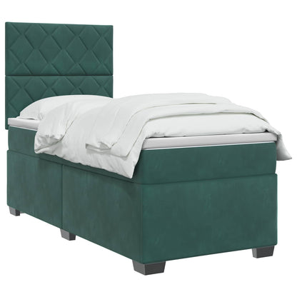 Letto box spring con materasso Verde Scuro 100 x 200 cm Velluto | homemem39