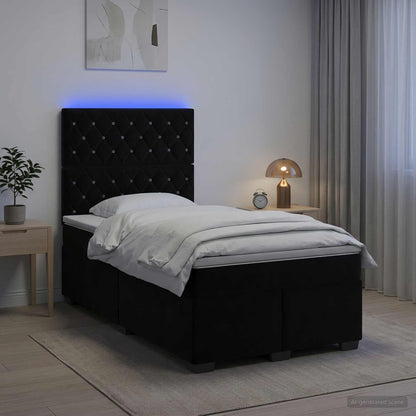 Letto box spring con materasso Nero 120 x 190 cm Velluto