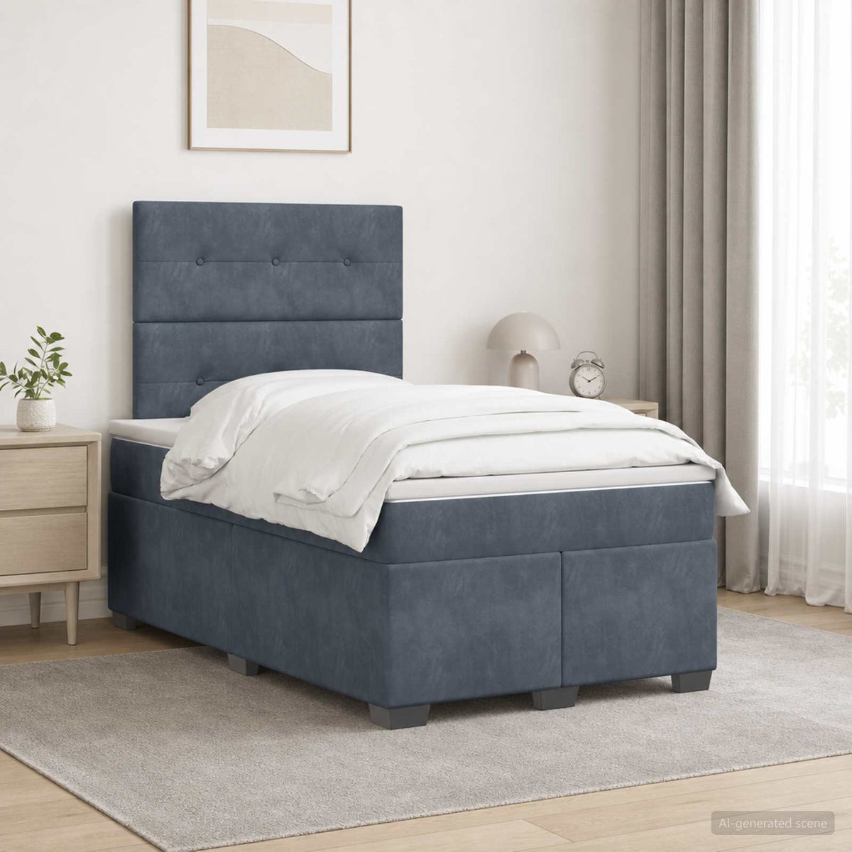 Letto box spring con materasso Grigio Scuro 120 x 190 cm | homemem39