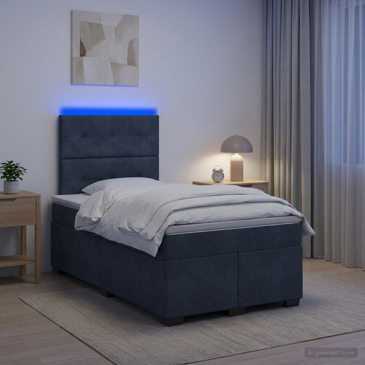 Letto box spring con materasso Grigio Scuro 120 x 190 cm | homemem39