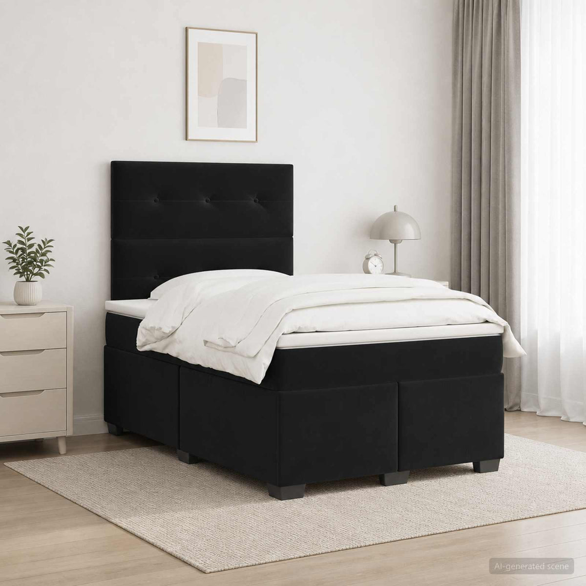 Letto box spring con materasso Nero 120 x 190 cm Velluto | homemem39