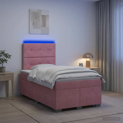Letto box spring con materasso Rosa 120 x 190 cm Velluto