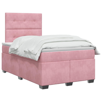 Letto box spring con materasso Rosa 120 x 190 cm Velluto | homemem39