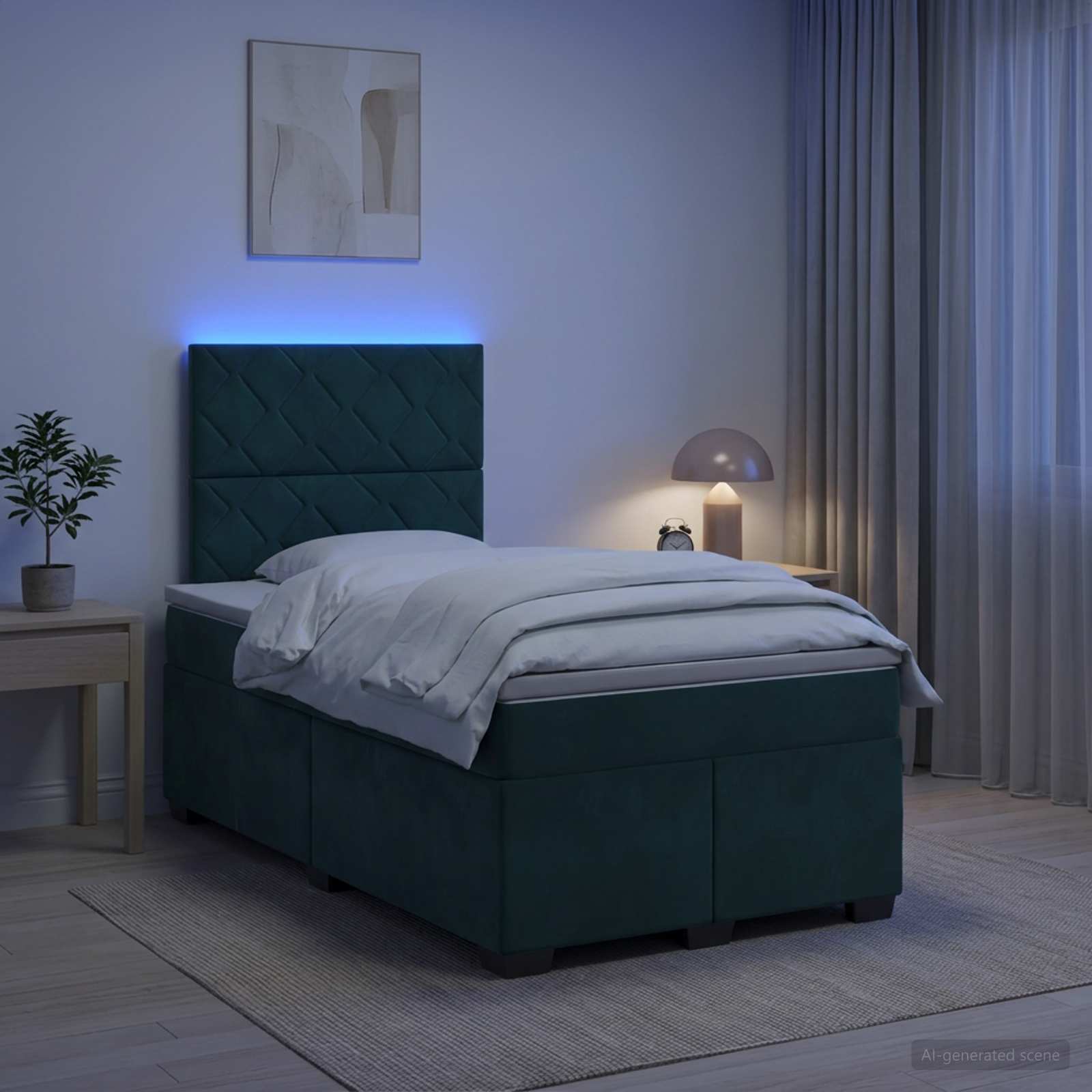 Letto box spring con materasso Verde Scuro 120 x 200 cm Velluto | homemem39