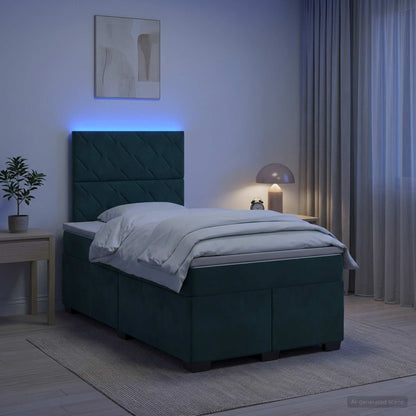 Letto box spring con materasso Verde Scuro 120 x 200 cm Velluto | homemem39