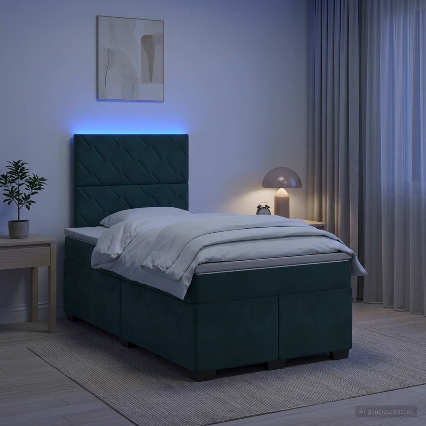 Letto box spring con materasso Verde Scuro 120 x 190 cm Velluto | homemem39