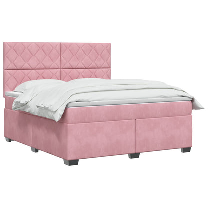 Letto box spring con materasso Rosa 140 x 200 cm Velluto | homemem39