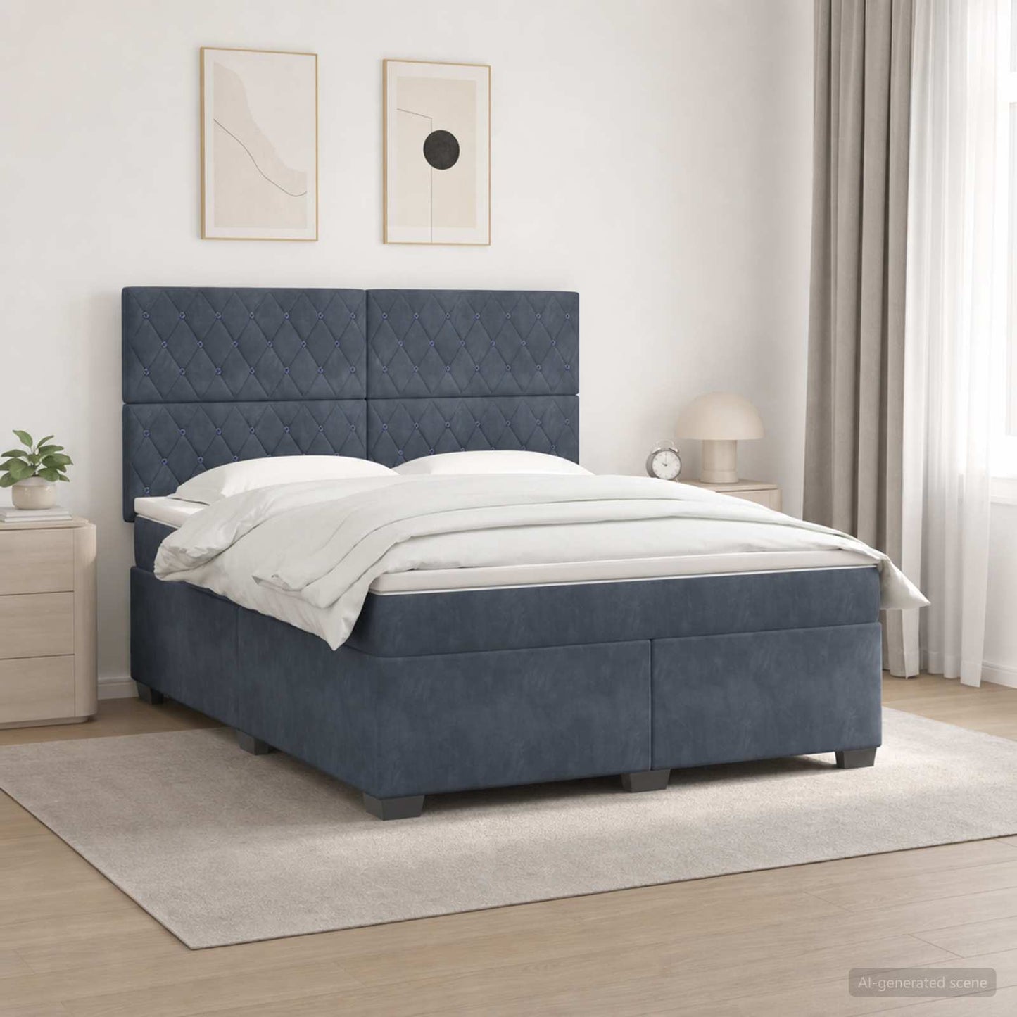 Letto box spring con materasso Grigio Scuro 140 x 200 cm