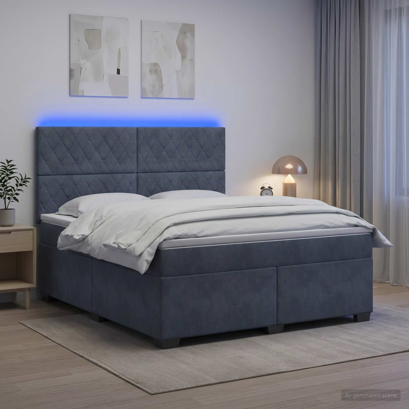 Letto box spring con materasso Grigio Scuro 160 x 200 cm | homemem39