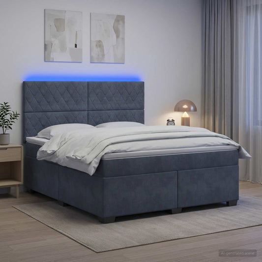 Letto box spring con materasso Grigio Scuro 140 x 200 cm