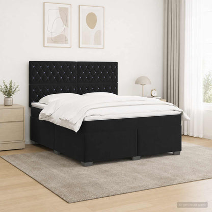 Letto box spring con materasso Nero 140 x 200 cm Velluto