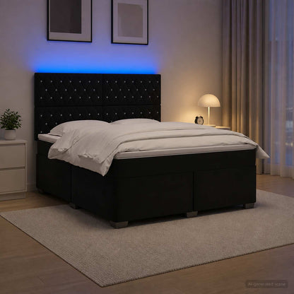 Letto box spring con materasso Nero 140 x 200 cm Velluto | homemem39