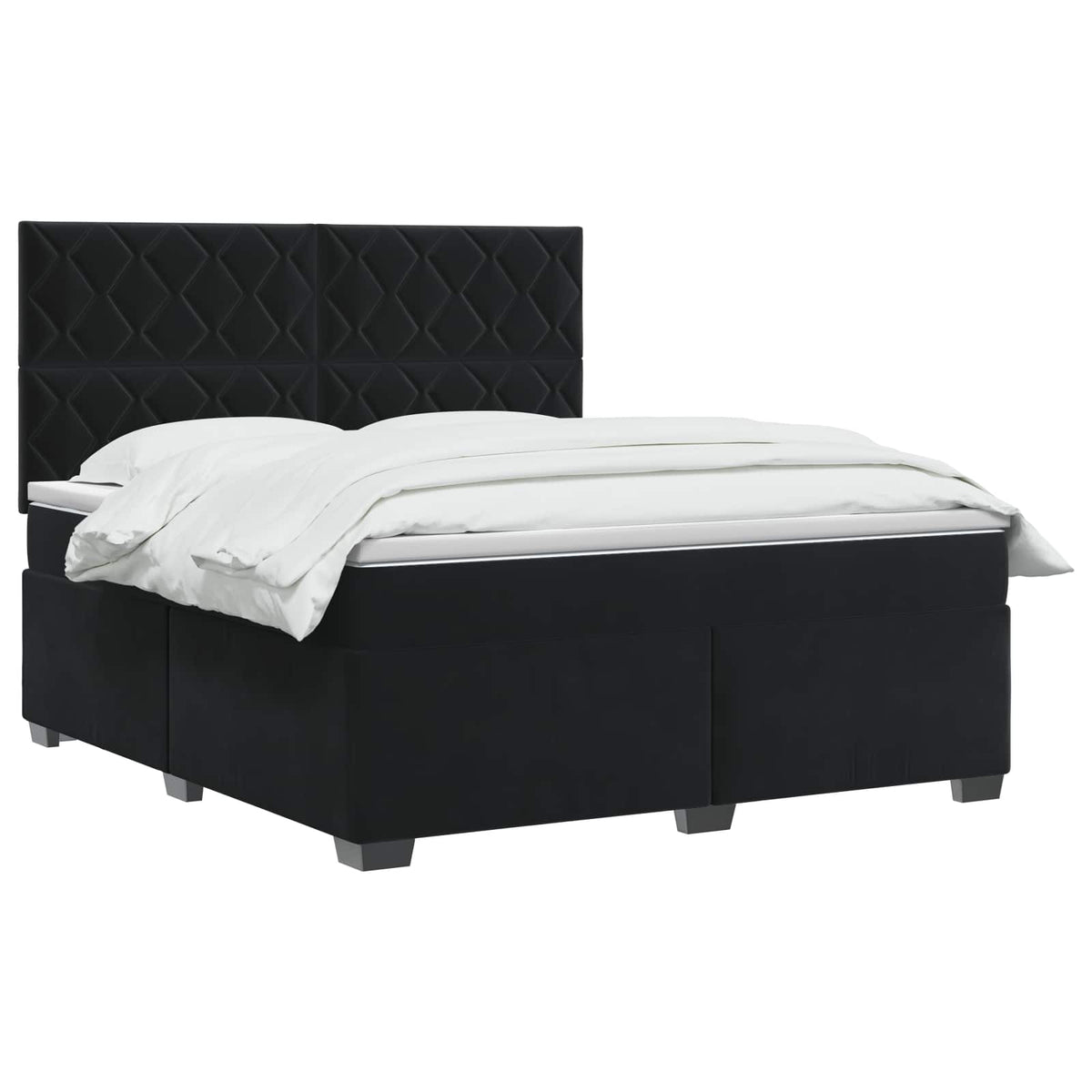 Letto box spring con materasso Nero 180 x 200 cm Velluto