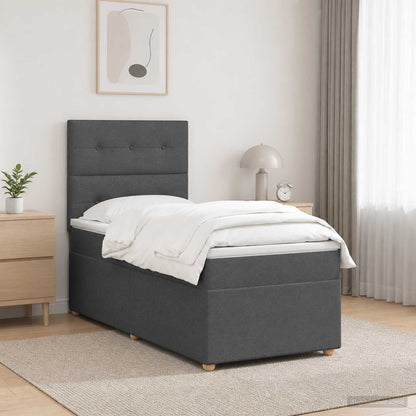 Letto Box Spring LED con Materasso Grigio Scuro 90 x 190 cm | homemem39