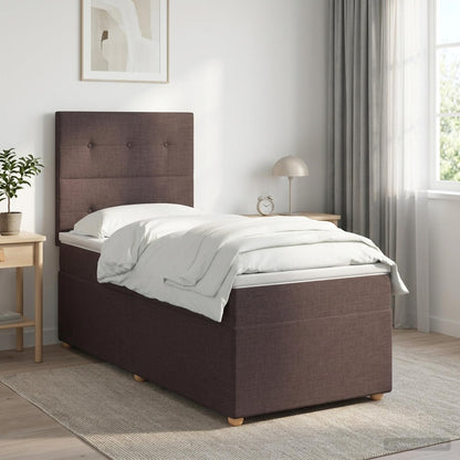 Letto box spring con materasso Marrone Scuro 80 x 200 cm