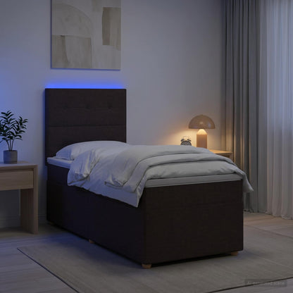 Letto box spring con materasso Marrone Scuro 80 x 200 cm
