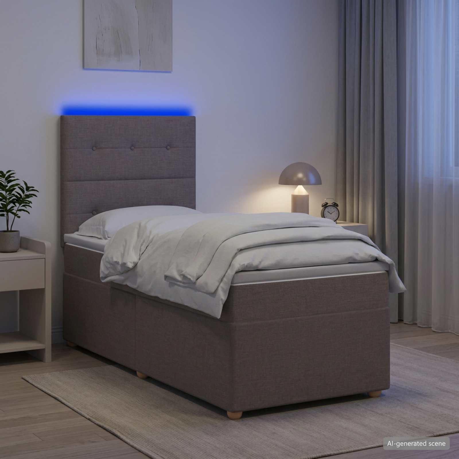 Letto box spring con materasso Tortora 100 x 200 cm Tessuto | homemem39