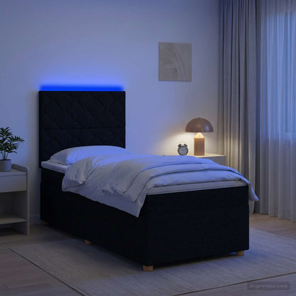 Letto box spring con materasso Nero 90 x 200 cm Tessuto | homemem39
