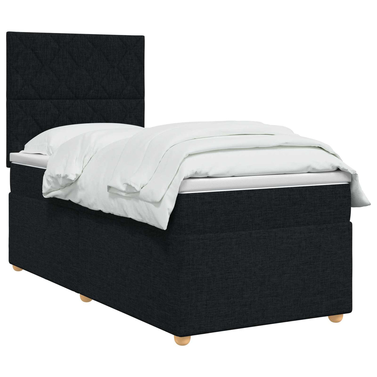 Letto box spring con materasso Nero 90 x 200 cm Tessuto | homemem39