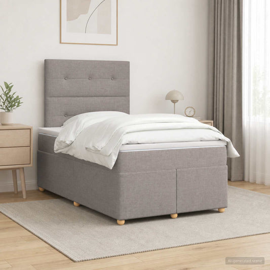 Letto box spring con materasso Tortora 120 x 190 cm Tessuto