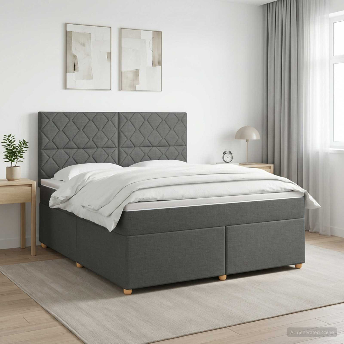 Letto box spring con materasso Grigio Scuro 140 x 200 cm | homemem39
