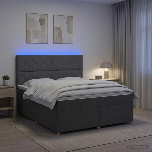 Letto box spring con materasso Grigio Scuro 140 x 200 cm