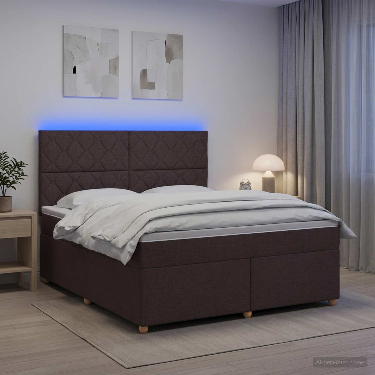 Letto box spring con materasso Marrone Scuro 140 x 200 cm | homemem39